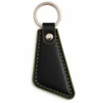 Black key ring with olive green edge and stitching by ESS9.pk