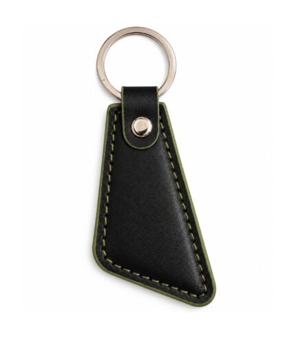 Black key ring with olive green edge and stitching by ESS9.pk