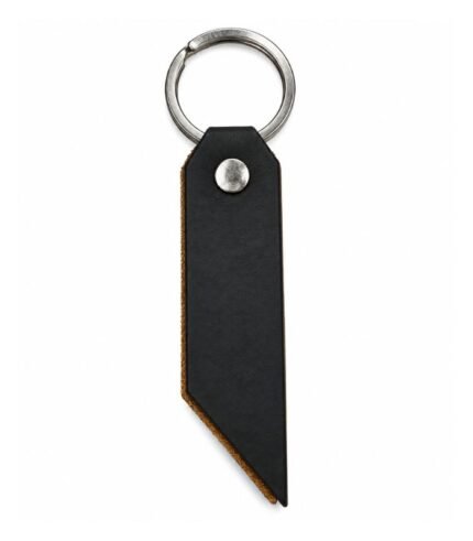 Black leather key ring for custom branding by ESS9.pk
