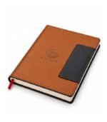 Caramel brown leather diary with custom branding by ESS9.pk