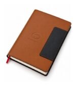 Caramel brown leather diary with pen holder by ESS9.pk