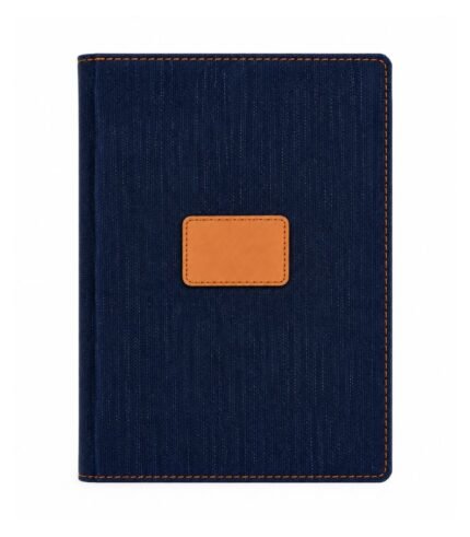 Navy blue fabric diary with custom branding by ESS9.pk