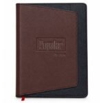 Premium brown leather diary with custom branding by ESS9.pk