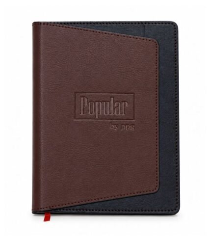 Premium brown leather diary with custom branding by ESS9.pk