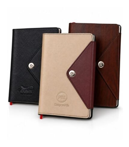 Premium wood brown executive diary with custom branding by ESS9.pk