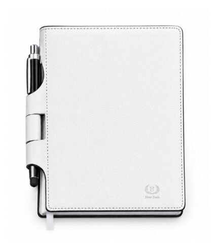 White executive leather diary with pen holder by ESS9.pk