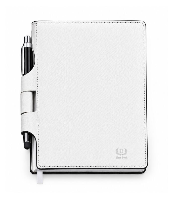 White Executive Leather Diary with Pen Holder 2 White executive leather diary with pen holder by ESS9.pk