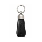 Black leather keychain with durable metal ring by ESS9.pk