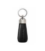 Black leather keychain with durable metal ring by ESS9.pk