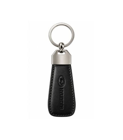 Black leather keychain with durable metal ring by ESS9.pk