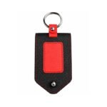 Black and red leather keychain with contrast stitching by ESS9.pk