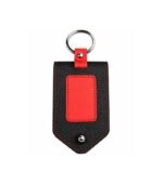 Black and red leather keychain with contrast stitching by ESS9.pk