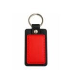Black and red textured leather keychain with premium finish by ESS9.pk