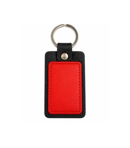 Black and red textured leather keychain with premium finish by ESS9.pk
