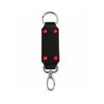 Black textured leather keychain with premium finish by ESS9.pk
