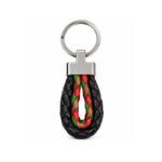 Multicolor braided leather keychain with metal hardware by ESS9.pk