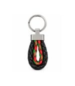 Multicolor braided leather keychain with metal hardware by ESS9.pk