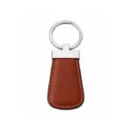 Brown leather keychain with durable metal ring and hardware by ESS9.pk