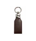 Dark brown leather keychain with durable metal ring by ESS9.pk