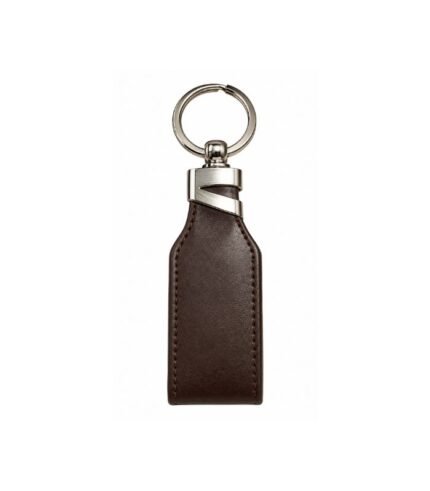 Dark brown leather keychain with durable metal ring by ESS9.pk