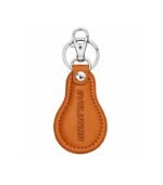Tan leather keychain with brown textured leather panel by ESS9.pk