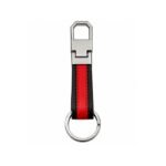 Black and red leather keychain with red stitching by ESS9.pk