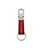 Black and red leather keychain with red stitching by ESS9.pk